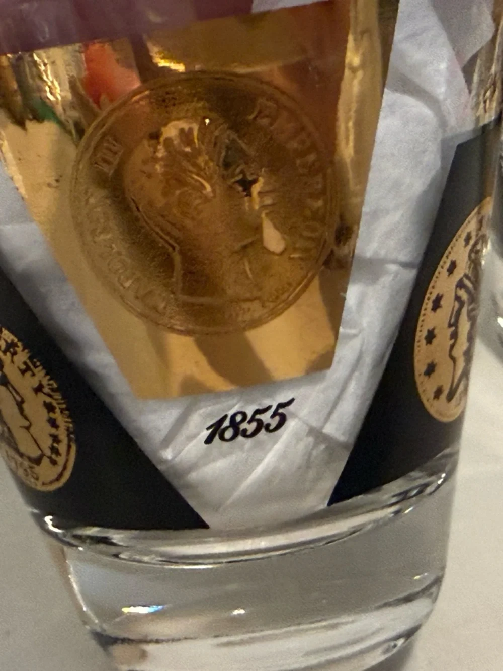 Set 3 Mid Century Cera Glass 22K Gold w/ Coin Emblem Design 